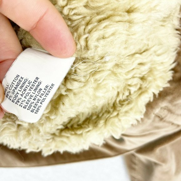 GAP y2k Brown Velour Penny Lane Velour Sherpa Jacket Womens Size Medium Utility - Picture 8 of 9